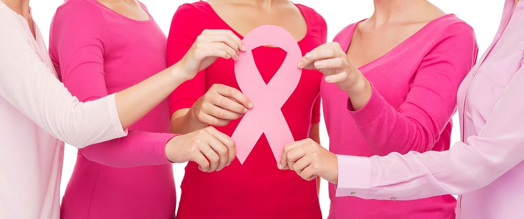 Women Showing Breast Cancer Ribbon